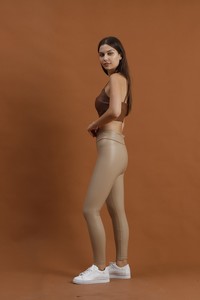 Topshow Camel Faux Leather Wholesale Tights #3