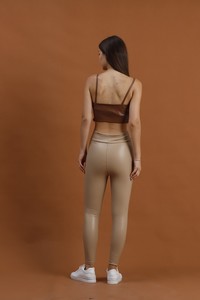 Topshow Camel Faux Leather Wholesale Tights #5