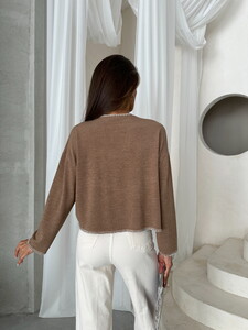 Topshow Brown Shepherd Stitched Knitwear Blouse #5