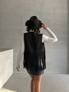 Topshow Black Tassel Dropped Wholesale Vest #5