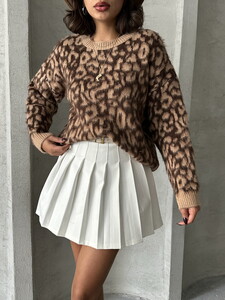 Topshow Coffee K- Leopard Knitwear Wholesale Blouse #4