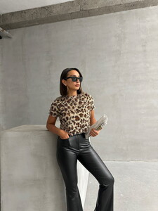 Topshow L. Leopard Fringed Sequined T-Shirt #3