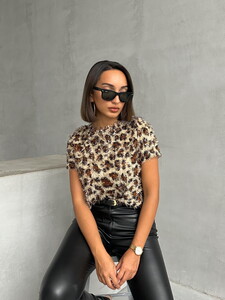 Topshow L. Leopard Fringed Sequined T-Shirt #2