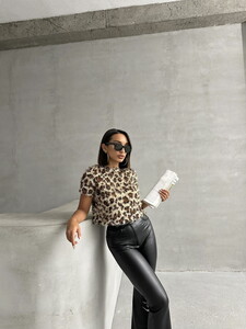 Topshow L. Leopard Fringed Sequined T-Shirt #5