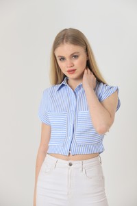 Topshow Blue Striped Striped Wholesale Shirts #3