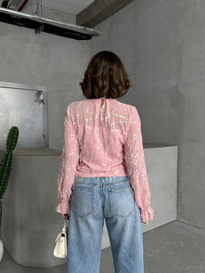 Topshow Pink Fringed Wholesale Blouse #5