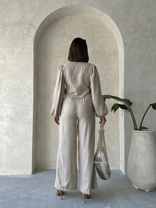 Topshow Embroidered Detailed Wholesale Linen Pants - Stone #5