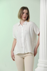 Cream Embroidery Shirt #2