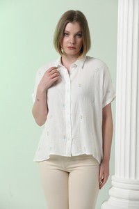 Cream Embroidery Shirt #3