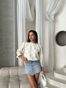 Topshow Stone Cream Lace Detailed Blouse #2