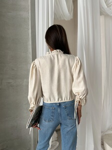 Topshow Stone Cream Lace Detailed Blouse #5