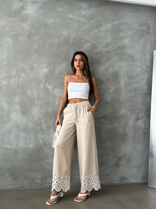 Topshow Stone Lace Detailed Wholesale Trousers #3