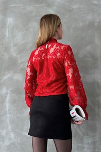 Topshow Red Lace Wholesale Blouse #5