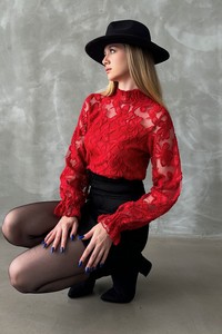 Topshow Red Lace Wholesale Blouse #2