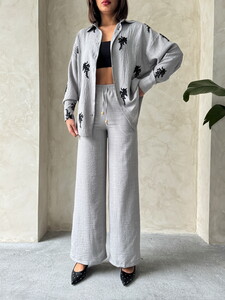 Topshow Gray Linen Wholesale Trousers #3