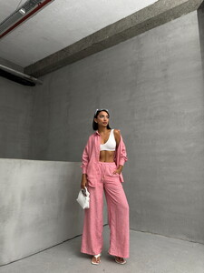 Topshow Pink Glitter Striped Trousers #3