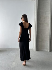 Topshow Black Plain Viscose Dress #5