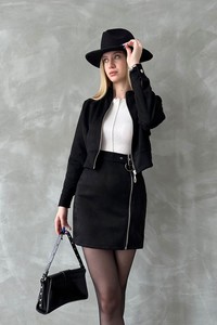 Topshow Black Suede Crop Coat #3