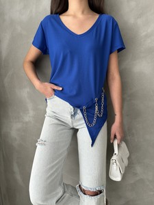 Topshow Saks V-Neck Chain Wholesale Blouse #2