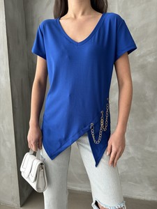 Topshow Saks V-Neck Chain Wholesale Blouse #3