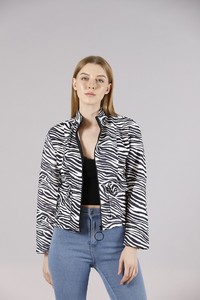 Topshow Zebra Flap Pocket Judge Collar Wholesale Coat #3