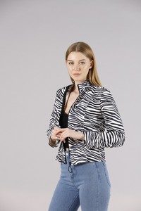 Topshow Zebra Flap Pocket Judge Collar Wholesale Coat #4