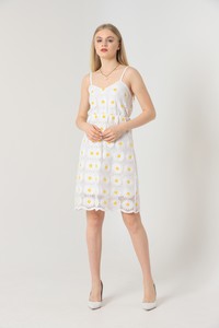 Topshow Cream Daisy Patterned Wholesale Dress #2