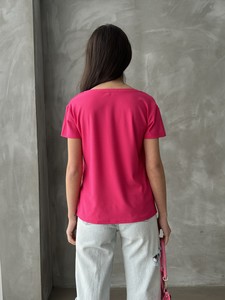 Topshow Fuchsia V-Neck Chain Wholesale Blouse #5