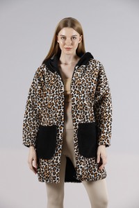 Topshow Leopard Wholesale Coat with Zipper Pockets #2