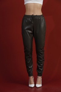 Topshow Khaki Leather Wholesale Trousers #3