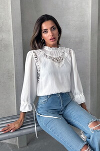 Topshow Cream Lace Detailed Blouse #1