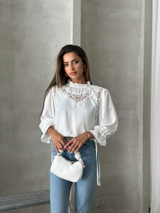 Topshow Cream Lace Detailed Blouse #2