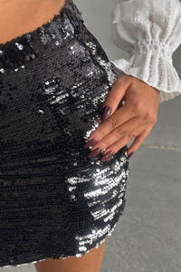 Topshow Black Silver Sequin Wholesale Skirt #2