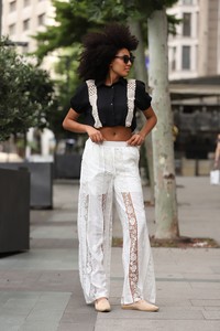 Topshow Cream Mesh Wholesale Trousers #3