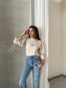 Topshow Stone Lace Detailed Blouse #2