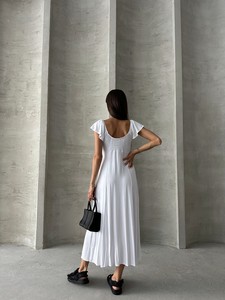 Topshow White Plain Viscose Dress #5