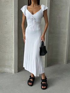 Topshow White Plain Viscose Dress #3