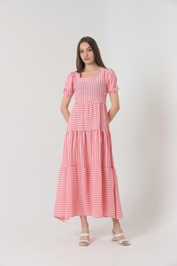 Topshow Fuchsia Striped Long Wholesale Dress #4