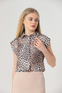 Topshow Small Leopard Zero Sleeve Wholesale Shirts #4