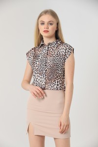 Topshow Small Leopard Zero Sleeve Wholesale Shirts #3