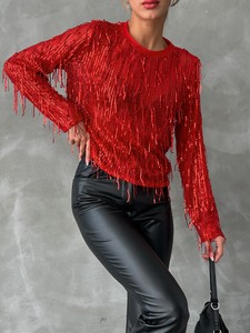 Topshow Red Sequin Sequin Blouse #4