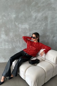 Topshow Red Sequin Sequin Blouse #1