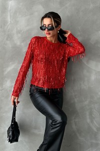 Topshow Red Sequin Sequin Blouse #2