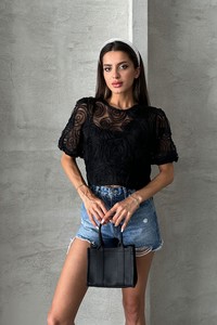 Topshow Black Süneleli Wholesale Blouse #1