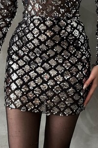 Topshow black silver bright skirt #4