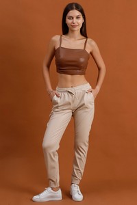 Topshow Stone Leather Trousers #1