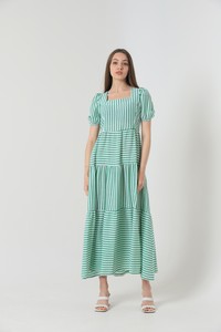 Topshow Emerald Striped Long Wholesale Dress #2