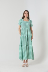 Topshow Emerald Striped Long Wholesale Dress #3