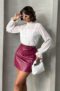 Topshow White Fringed Wholesale Blouse #1