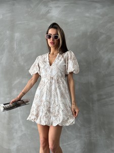 Topshow Cream Embroidered Wholesale Dress #2